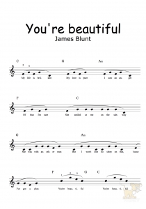 Bladmuziek/sheet music You're beautiful - James Blunt